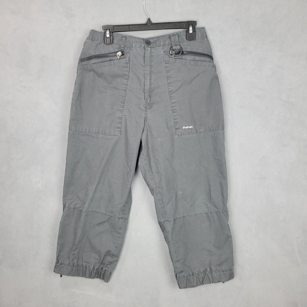 Rohan Striders Pants Womens 16 Gray Hiking Travel Zip Pockets‎ Capri Made in UK